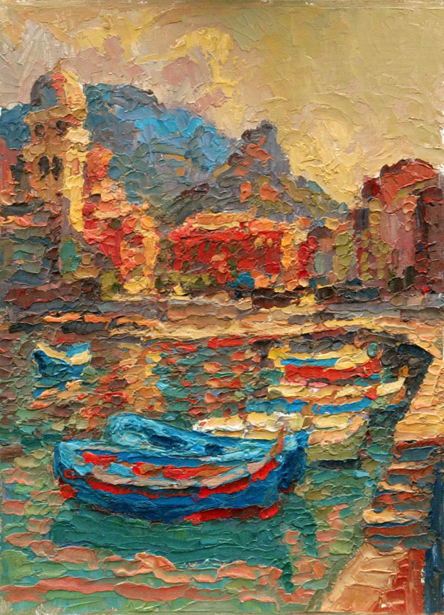 624x864 An Original Oil Painting The Cinque Terra Fishing Village - Vernazza Painting