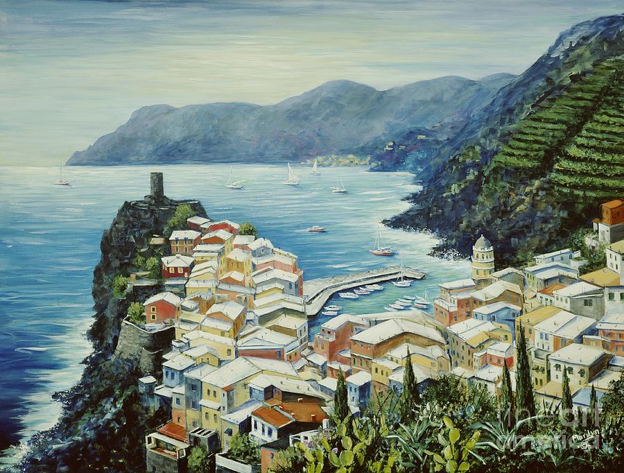 900x682 Vernazza Cinque Terre Italy Painting By Marilyn Dunlap - Vernazza Painting