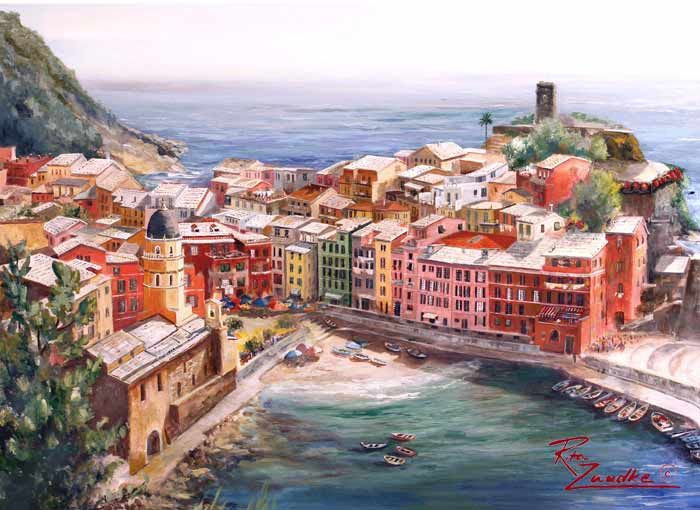 700x510 Vernazza Coastline Rita Zaudke - Vernazza Painting