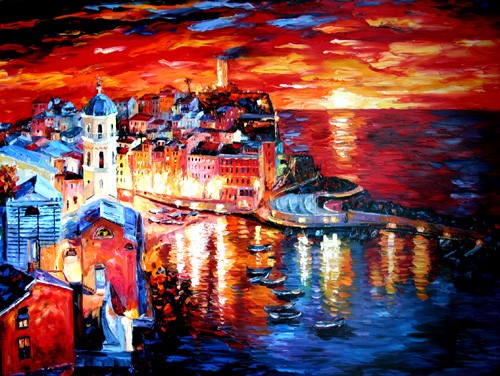 500x376 Vernazza Sunset By Daniel Wall - Vernazza Painting