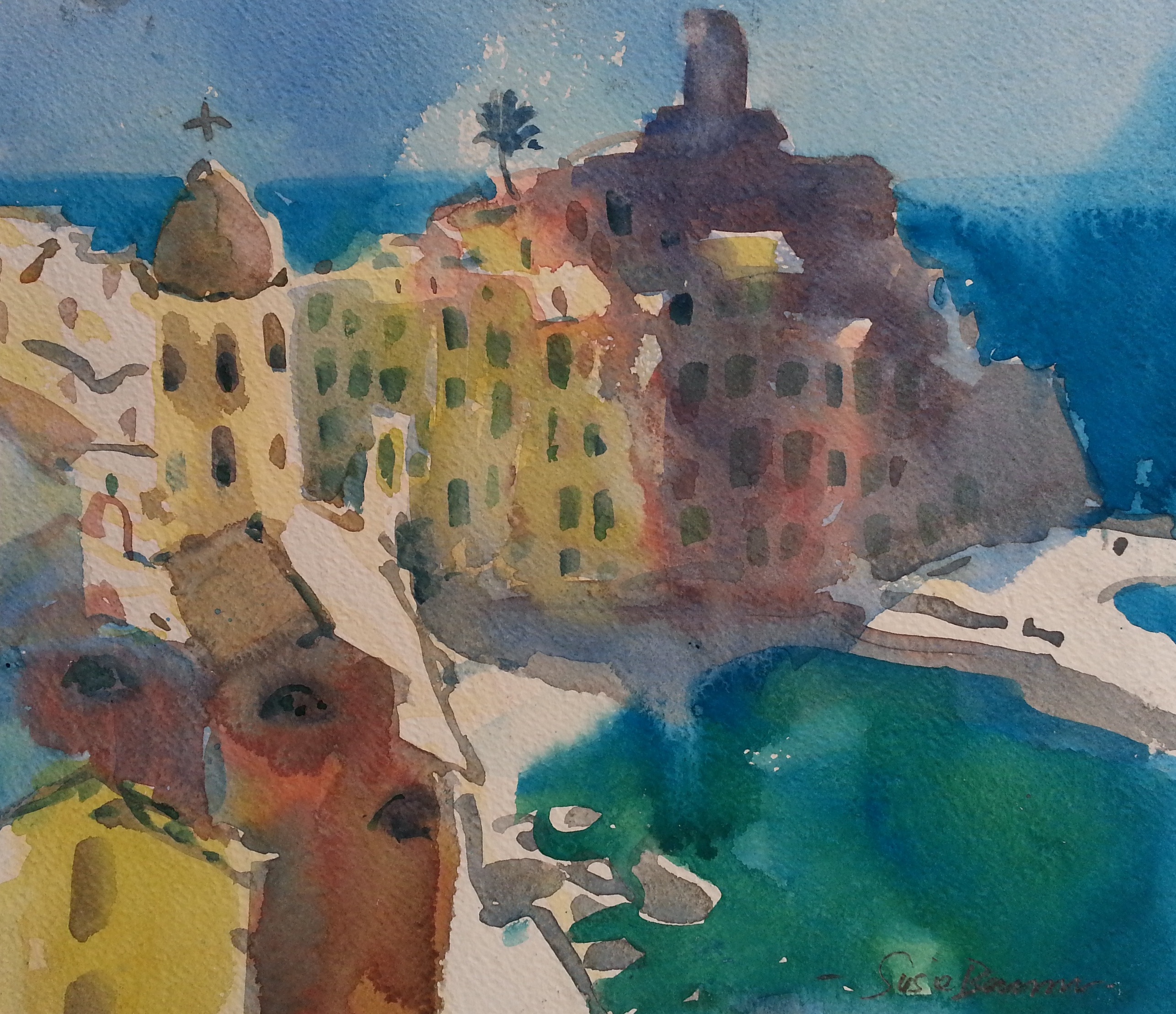 2572x2218 Watercolour Lessons In The Cinque Terre, Liguria, Italy - Vernazza Painting