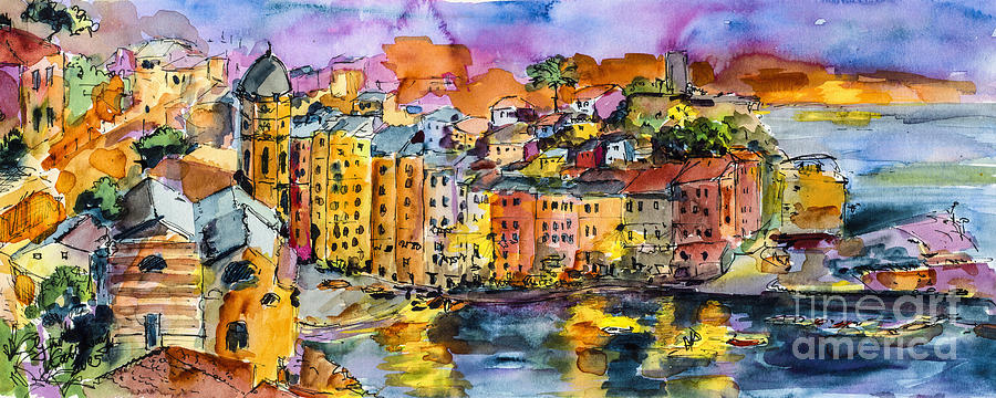 900x360 Dolce Vita In Vernazza Italy Painting By Ginette Callaway - Vernazza Painting