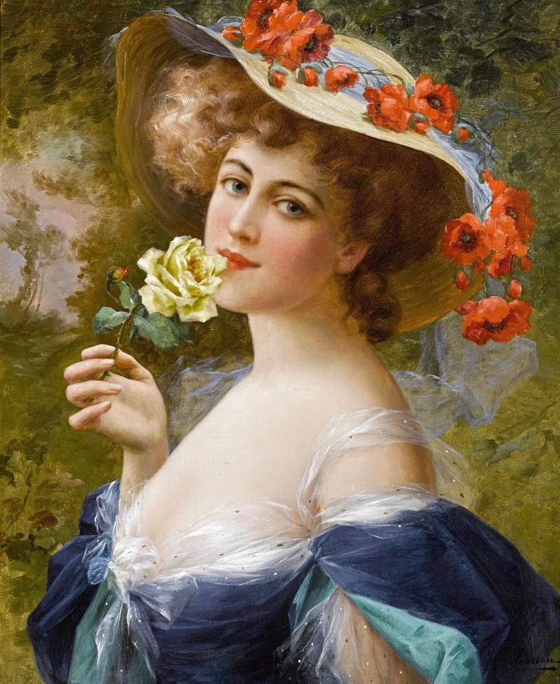 800x977 Portrait Of A Lady Painting Emile Vernon Oil Paintings - Vernon Painting