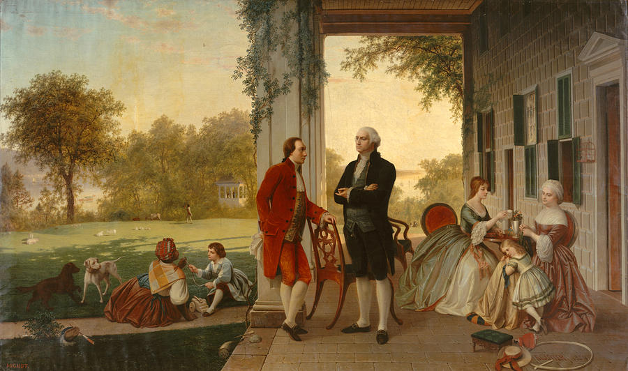 900x532 Washington Lafayette At Mount Vernon Painting By Rossiter - Vernon Painting