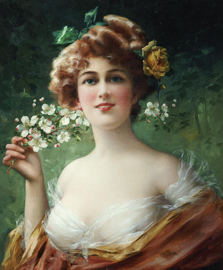 743x900 Blossoming Beauty Painting By Emile Vernon - Vernon Painting
