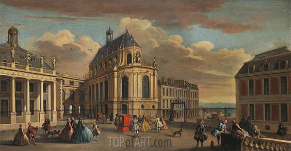 600x311 View Of The Chapel Of The Chateau De Versailles From The Courtyard - Versailles Painting