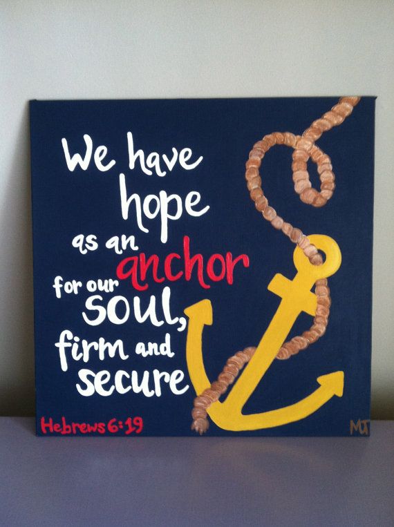 570x763 Hebrews 619, Bible Verse Art, 12x12 Hand Painted Canvas Panel - Verse Painting