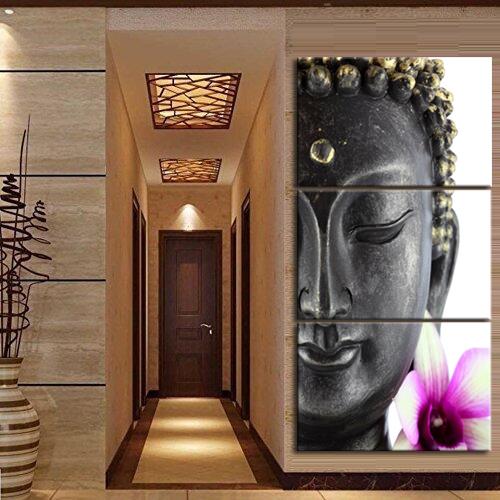 500x500 3 Panel Modern Buddha Painting Wall Art Frames Set Vertical Canvas - Vertical Canvas Painting