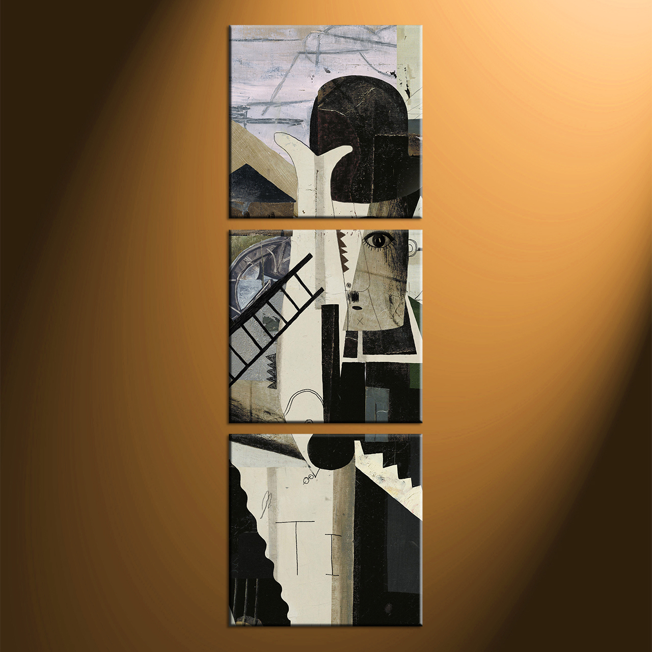 1280x1279 3 Piece Canvas Modern Oil Paintings Black Large Pictures - Vertical Canvas Painting