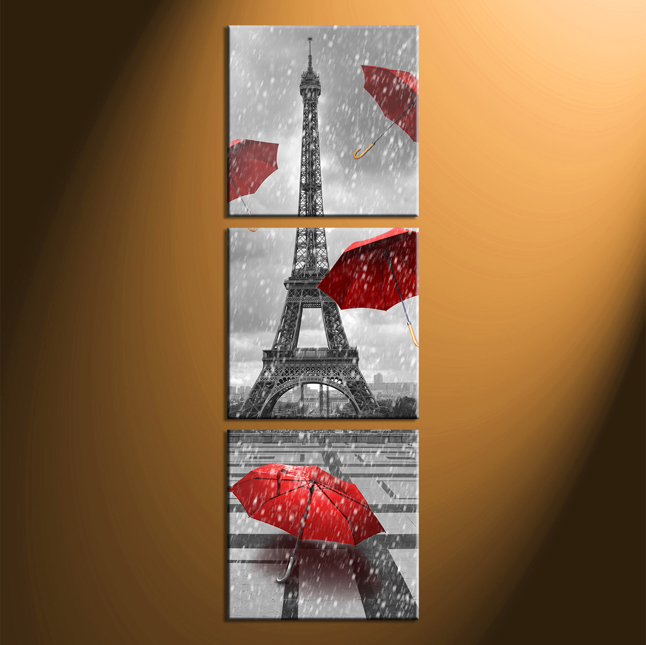 1280x1279 3 Piece Eiffel Tower Black And White Huge Pictures - Vertical Canvas Painting