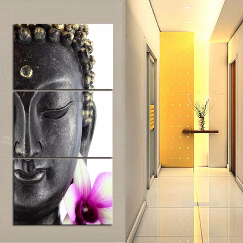 1000x1000 3 Panel Modern Buddha Painting Wall Art Frames Set Vertical Canvas - Vertical Painting