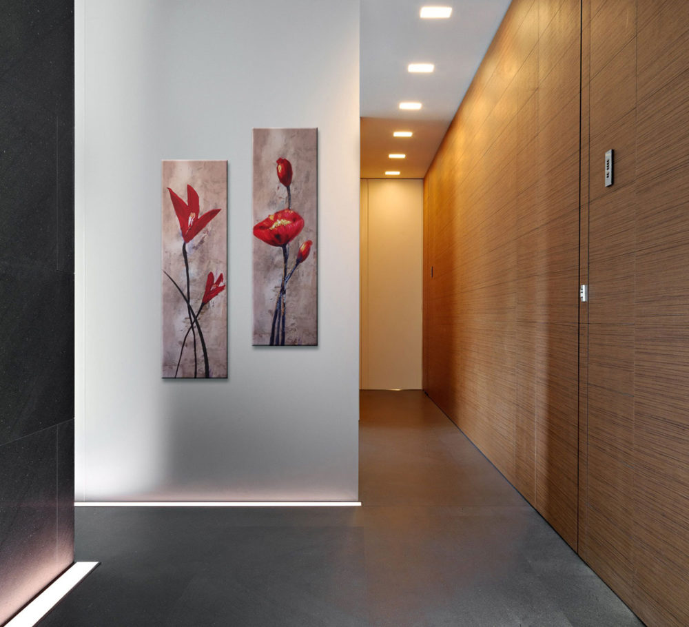 1000x910 Red Flowers Composition Vertical Painting 2 Piece Wall Art - Vertical Painting