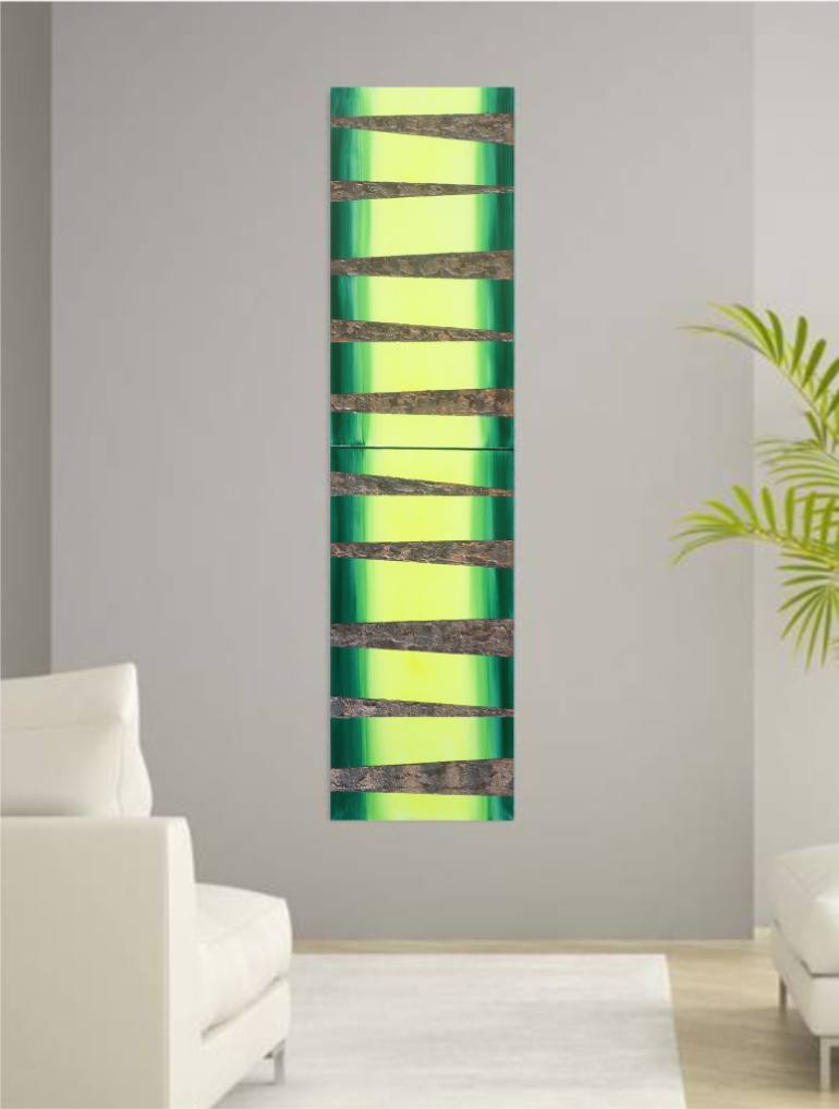 770x1018 Saatchi Art Neon Green Vertical Long Painting Decor Original - Vertical Painting