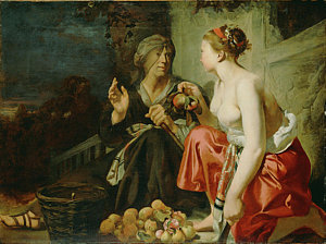 300x224 Vertumnus And Pomona Attributed To Cesar Van Everdingen Painting - Vertumnus Painting