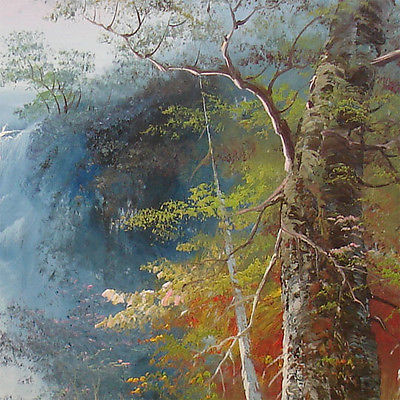 400x400 Very Detailed Oil Painting Of Waterfalls Landscape With Wooden - Very Detailed Painting