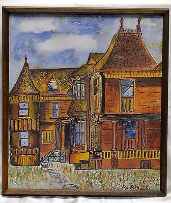 336x400 Very Detailed Old Signed Victorian House Oil Painting In Antique - Very Detailed Painting