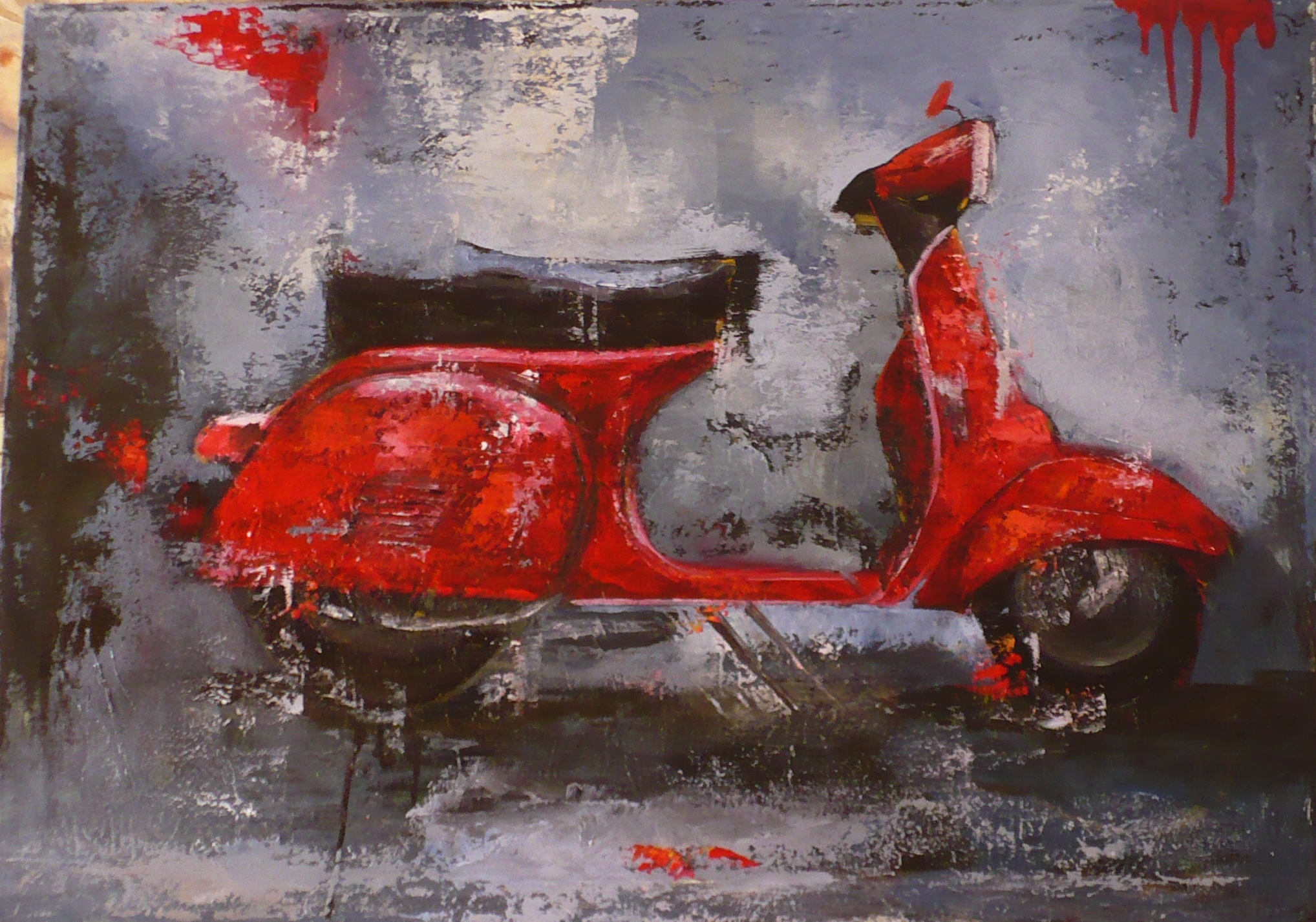 2036x1426 La Vespa Rossa - Vespa Painting