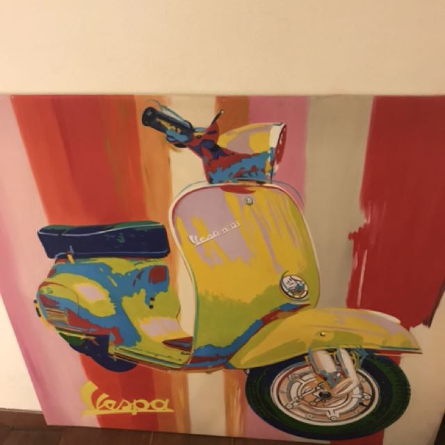 640x640 Large Vespa Canvas Painting, Furniture, Home Decor On Carousell - Vespa Painting