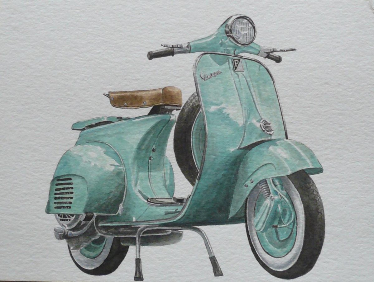 1200x906 Peter Edwards On Twitter Watercolour Painting Of A Vespa Scooter - Vespa Painting