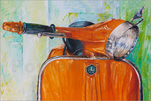 500x334 Renate Berghaus Vespa Orange Poster Posterlounge - Vespa Painting