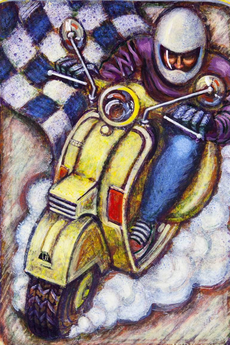 770x1155 Saatchi Art Yellow Vespa Painting By Mark Jones - Vespa Painting