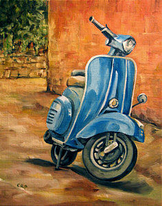 236x300 Vespa 2 Painting By Cheryl Pass - Vespa Painting