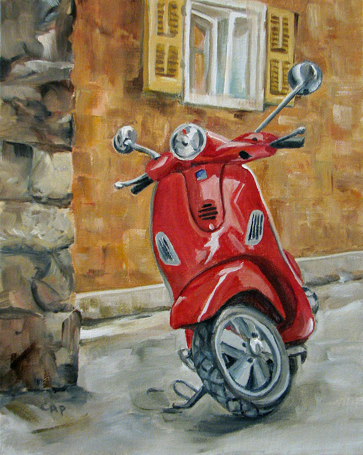 717x900 Vespa 4 Painting By Cheryl Pass - Vespa Painting