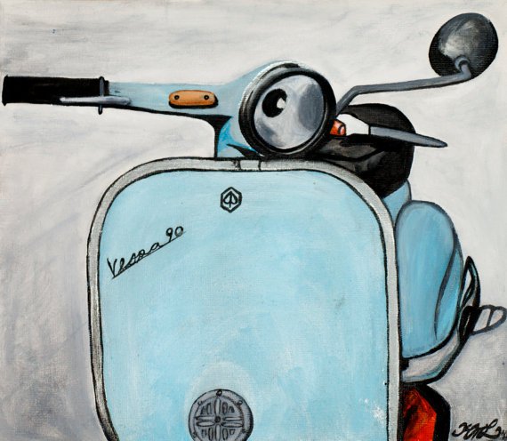 570x496 Vespa 90 Acrylic Painting By Kim Legler Piqure - Vespa Painting