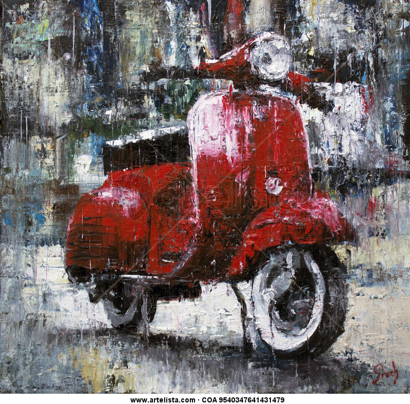 799x788 Vespa Roja Grech Santos - Vespa Painting