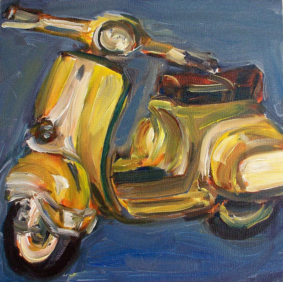 900x898 Yellow Vespa Painting By Sheila Tajima - Vespa Painting