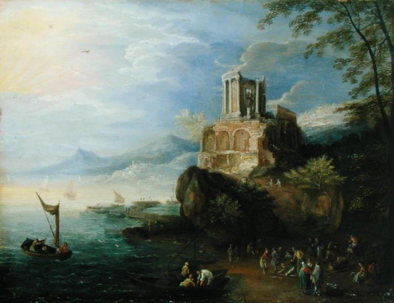 780x599 Sea Coast With The Temple Of Vesta Painting Paul Brill Oil Paintings - Vesta Painting