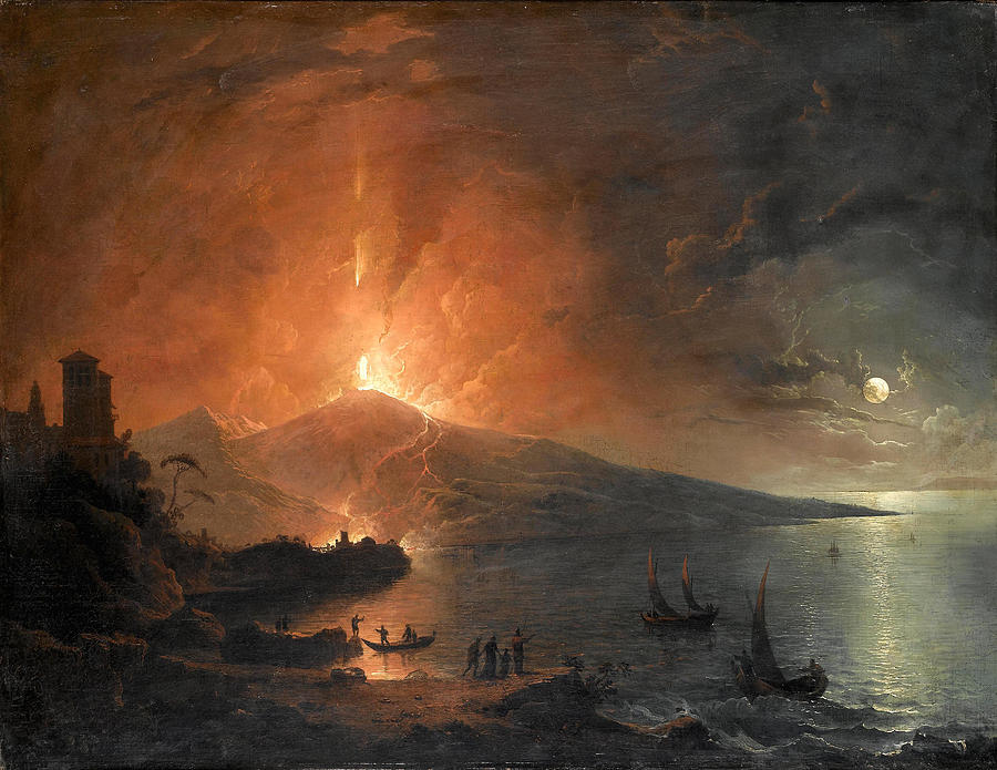 900x695 The Eruption Of Vesuvius By Night Painting By Henry Pether - Vesuvius Painting