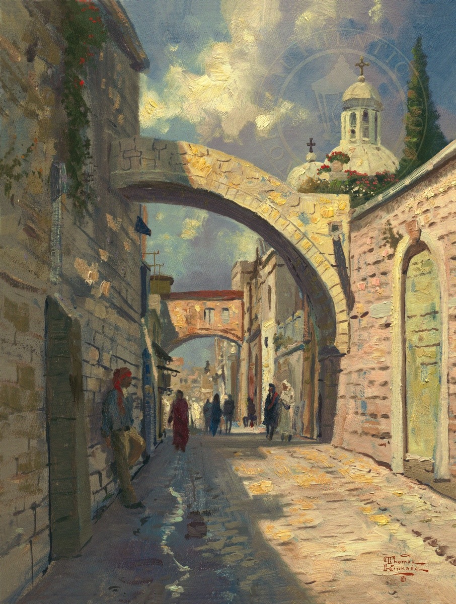 906x1200 Via Dolorosa Limited Edition Art The Thomas Kinkade Company - Via Dolorosa Painting