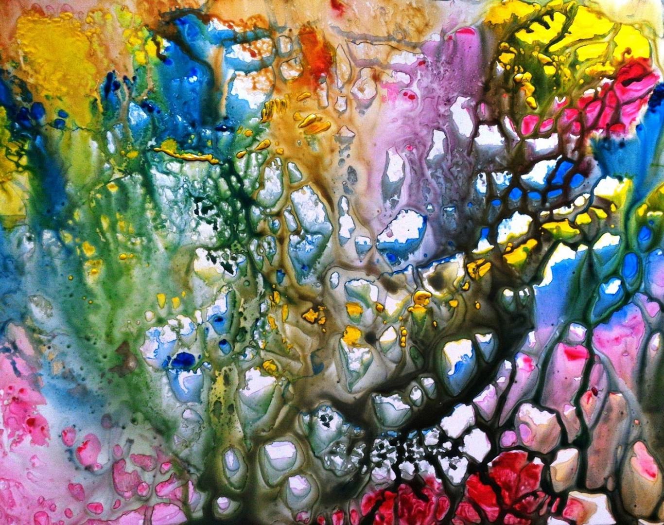 1366x1080 Coral Abstract A Vibrant Painting - Vibrant Painting