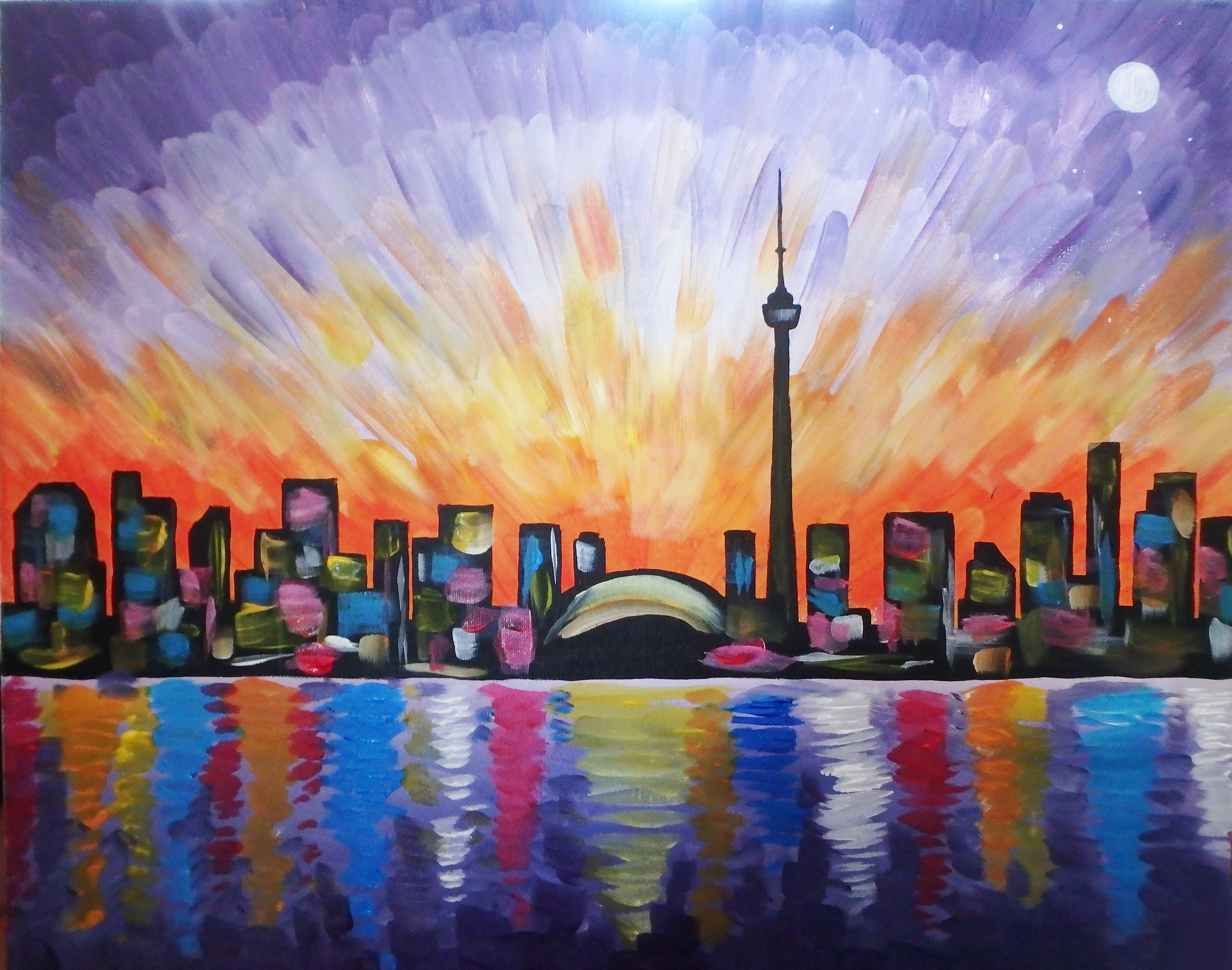 3382x2663 Paint Nite Vibrant Toronto Skyline - Vibrant Painting
