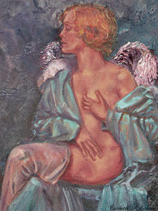 225x300 From The Heart Victorian Angel Painting By Carmen A Scheid - Victorian Angel Painting