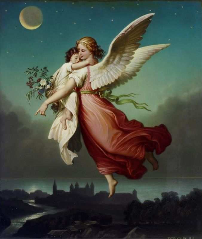 676x800 Angels Painting Awesome Victorian Angel Vintage Guardian Angel - Victorian Angel Painting