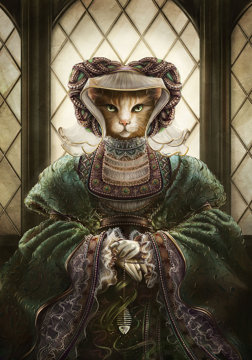 880x1256 I Imagine Cats As Historical People Bored Panda - Victorian Cat Painting