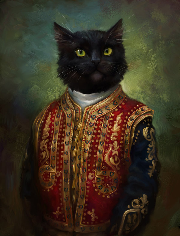 600x786 Cat Art Cool Painting Awesome Cats Portrait Antique Epic Steampunk - Victorian Cat Painting