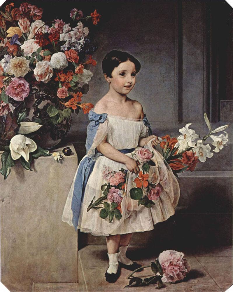 799x1000 Portrait Of Antoniet Negroni Prati Morosini As Child 1858 - Victorian Child Painting