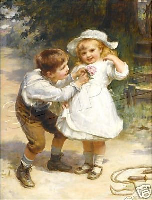 305x400 Victorian Children Sweethearts Morgan Canvas Art Large - Victorian Child Painting