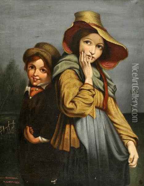 467x600 Victorian Children Oil Painting Reproduction By William Hal Gray - Victorian Child Painting