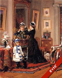 240x300 Woman Amp Child Victorian Era Dress Oil Painting Art Real Canvas - Victorian Child Painting