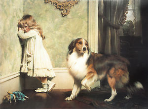 300x221 Rough Collie Sheepdog Victorian Dog Art Print A Special Pleader - Victorian Dog Painting
