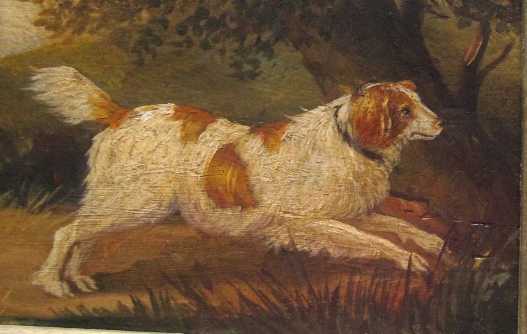 1024x650 Antique Georgian Victorian Dog Oil Painting On Wood Board Spaniel - Victorian Dog Painting