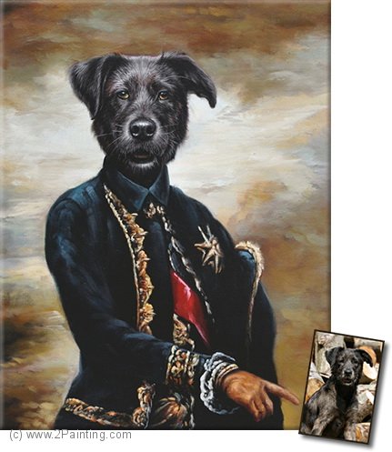 431x497 Dog Painting In Costume Dog In Uniform - Victorian Dog Painting
