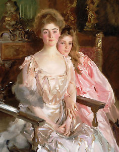 236x300 Victorian Era Mother Amp Daughter Beautiful Dresses Painting Real - Victorian Era Painting