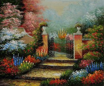 350x291 The Victorian Garden - Victorian Garden Painting