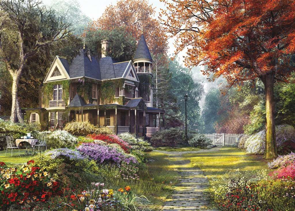1024x732 Victorian Garden Painting By Dominic Davison 1000 Piece Jigsaw - Victorian Garden Painting
