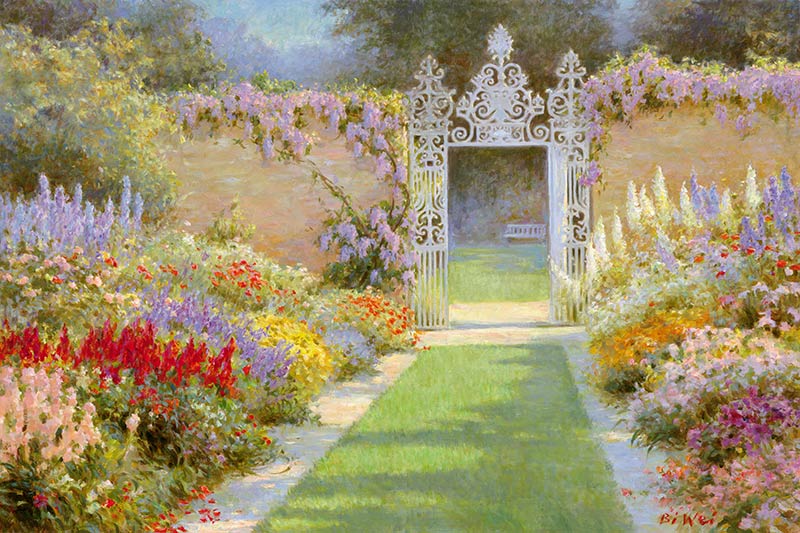 800x533 Fine Art Canvas Prints From Bi Wei Art Of Impressionist Paintings - Victorian Garden Painting